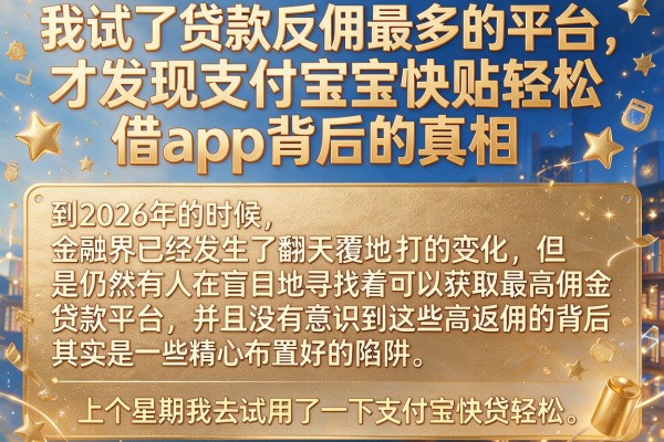 我试了贷款反佣最多的平台，才发现支付宝快贷轻松借app背后的真相