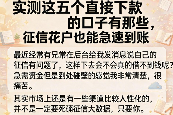 实测这五个直接下款的口子有那些，征信花户也能急速到账