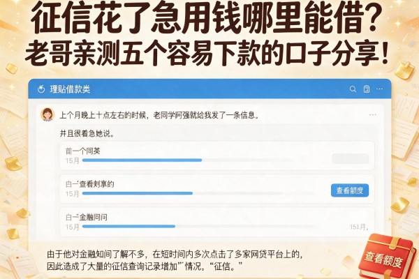 征信花了急用钱哪里能借？老哥亲测五个容易下款的口子分享！