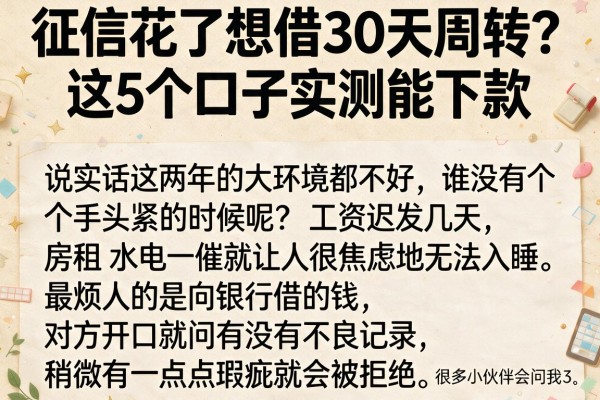 征信花了想借30天周转？这5个口子实测能下款