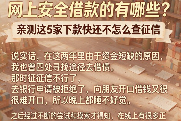 网上安全借款的有哪些？亲测这5家下款快还不怎么查征信