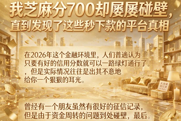 我芝麻分700却屡屡碰壁,直到发现了这些秒下款的平台真相