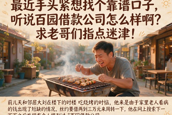 最近手头紧想找个靠谱口子，听说百园借款公司怎么样啊？求老哥们指点迷津！