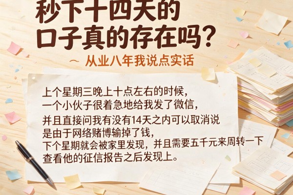 秒下十四天的口子真的存在吗？从业八年我说点实话