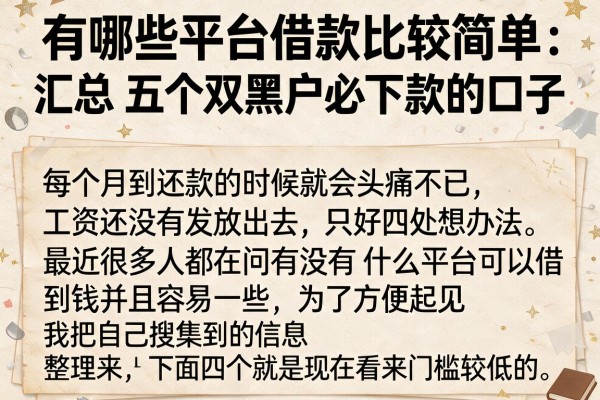 有哪些平台借款比较简单，汇总五个双黑户必下款的口子