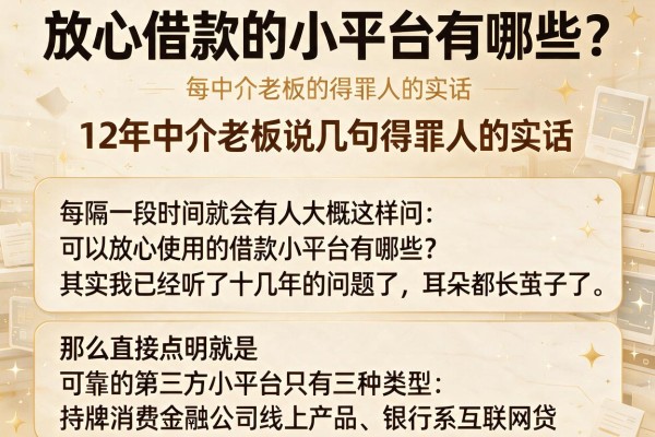 放心借款的小平台有哪些？12年中介老板说几句得罪人的实话