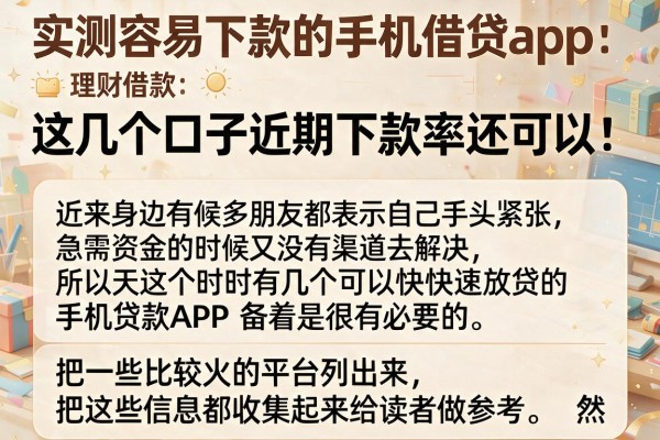 实测容易下款的手机借贷app：这几个口子近期下款率还可以