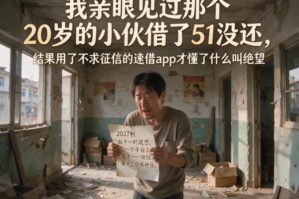 我亲眼见过那个20岁的小伙借了51没还，结果用了不求征信的速借app才懂了什么叫绝望