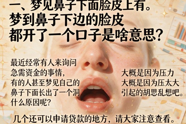 梦到鼻子下边的脸皮都开了一个口子是啥意思？资金紧张试试这几个