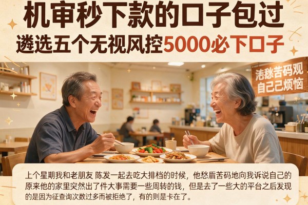 机审秒下款的口子包过，遴选五个无视风控5000必下口子
