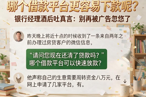 哪个借款平台更容易下款呢？银行经理酒后吐真言：别再被广告忽悠了