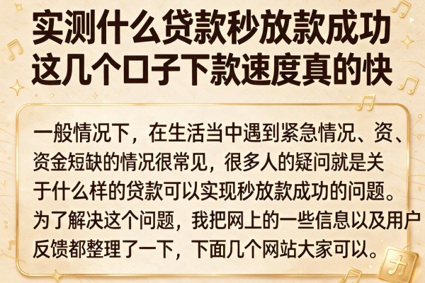 实测什么贷款秒放款成功，这几个口子下款速度真的快