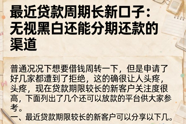 最近贷款周期长新口子：无视黑白还能分期还款的渠道