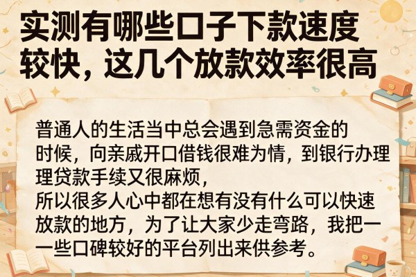 实测有哪些口子下款速度较快，这几个放款效率很高