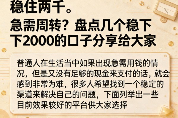 急需周转？盘点几个稳下2000的口子分享给大家