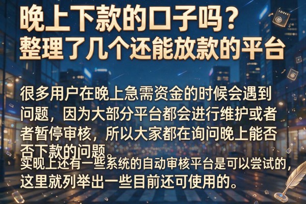 晚上下款的口子吗？整理了几个还能放款的平台