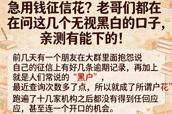 急用钱征信花？老哥们都在问这几个无视黑白的口子，亲测有能下的！