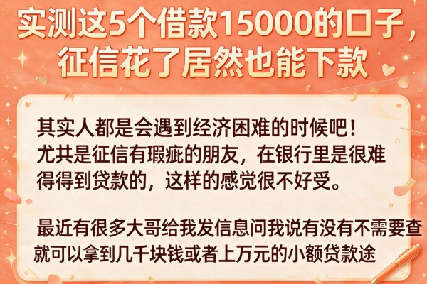 实测这5个借款15000的口子,征信花了居然也能下款