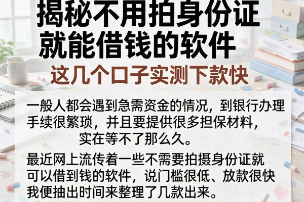 揭秘不用拍身份证就能借钱的软件，这几个口子实测下款快