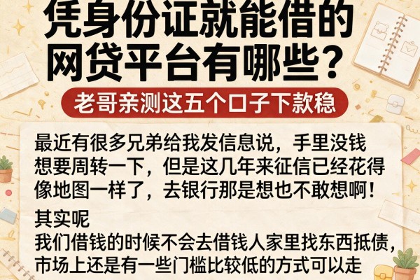 凭身份证就能借的网贷平台有哪些？老哥亲测这五个口子下款稳