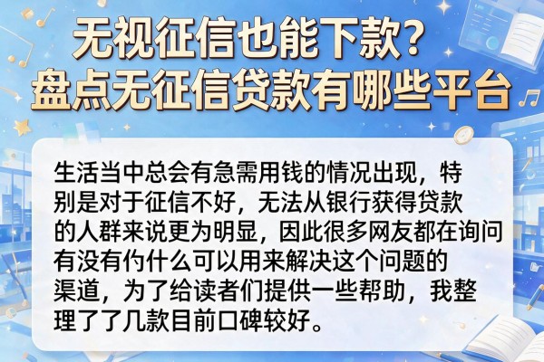 无视征信也能下款？盘点无征信贷款有哪些平台