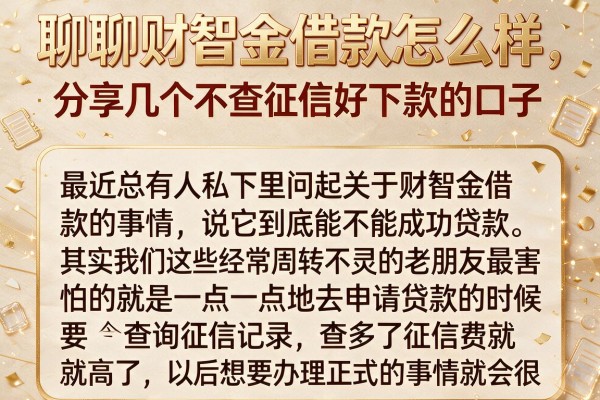 聊聊财智金借款怎么样，分享几个不查征信好下款的口子