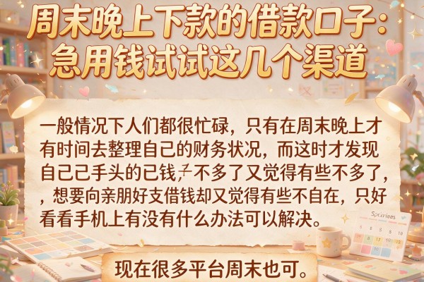 周末晚上下款的借款口子：急用钱试试这几个渠道