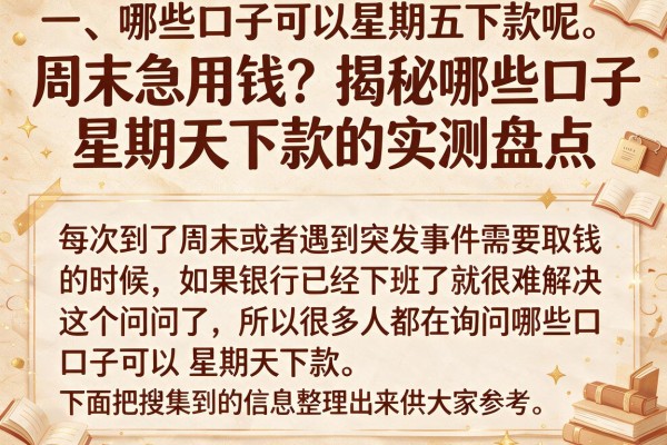 周末急用钱？揭秘哪些口子星期天下款的实测盘点