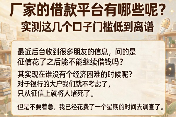 厂家的借款平台有哪些呢？实测这几个口子门槛低到离谱
