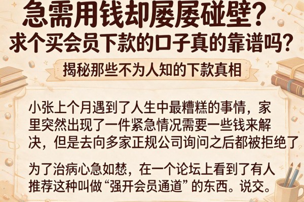 急需用钱却屡屡碰壁？求个买会员下款的口子真的靠谱吗？揭秘那些不为人知的下款真相