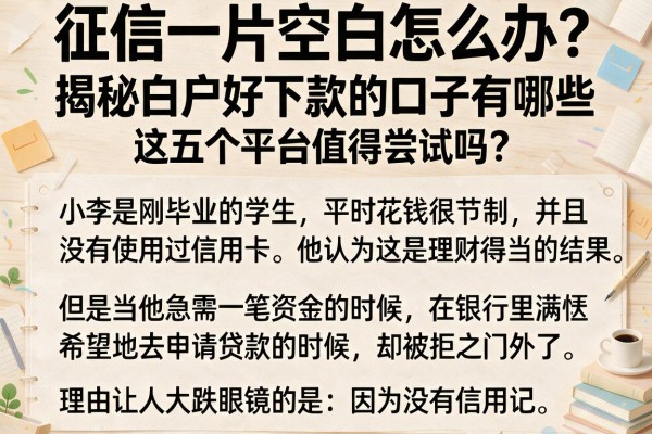 征信一片空白怎么办？揭秘白户好下款的口子有哪些，这五个平台值得尝试吗？