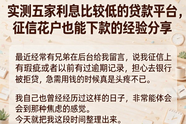实测五家利息比较低的贷款平台，征信花户也能下款的经验分享