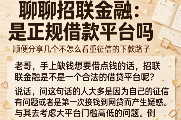聊聊招联金融是正规借款平台吗，顺便分享几个不怎么看重征信的下款路子