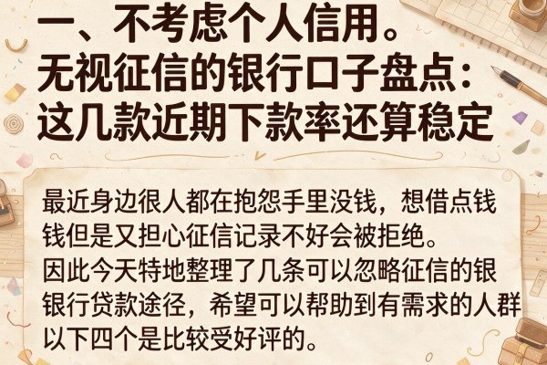 无视征信的银行口子盘点：这几款近期下款率还算稳定