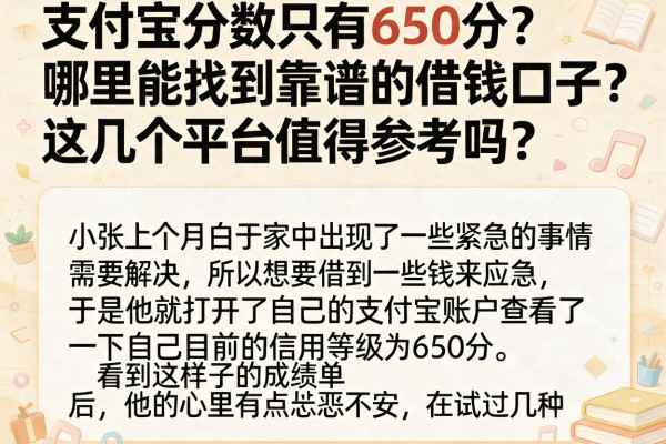 支付宝分数只有650分？哪里能找到靠谱的借钱口子？这几个平台值得参考吗？