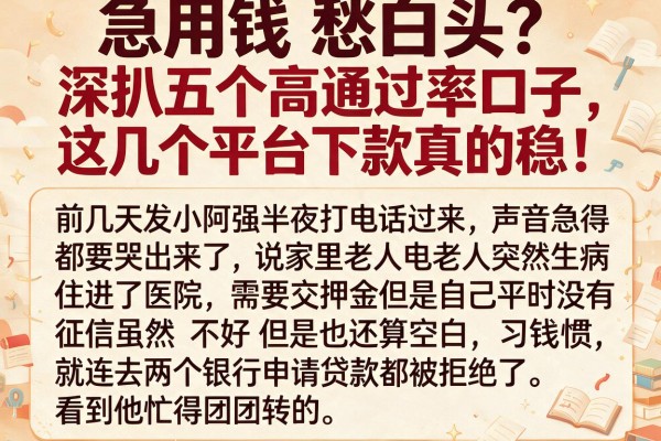 急用钱愁白头？深扒五个高通过率口子，这几个平台下款真的稳！