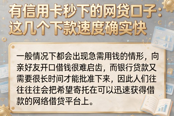 有信用卡秒下的网贷口子：这几个下款速度确实快