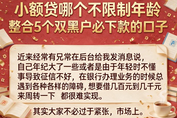 小额贷哪个不限制年龄，整合5个双黑户必下款的口子