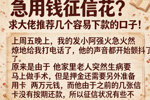 急用钱征信花？求大佬推荐几个容易下款的口子！