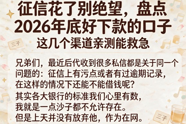 征信花了别绝望，盘点2026年底好下款的口子，这几个渠道亲测能救急