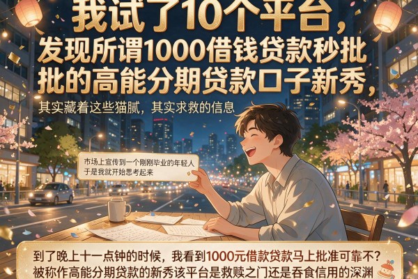 我试了10个平台，发现所谓1000借钱贷款秒批的高能分期贷款口子新秀，其实藏着这些猫腻