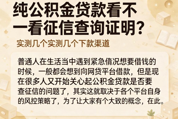 纯公积金贷款看不看征信查询证明?实测几个下款渠道