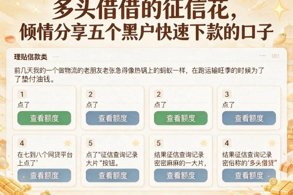 多头借贷的征信花,倾情分享五个黑户快速下款的口子