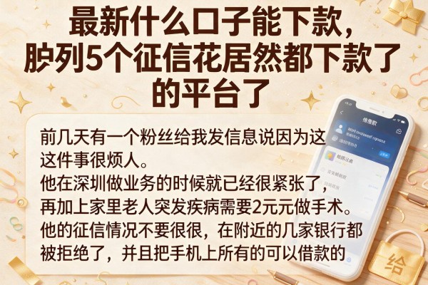 最新什么口子能下款，胪列5个征信花居然都下款了的平台