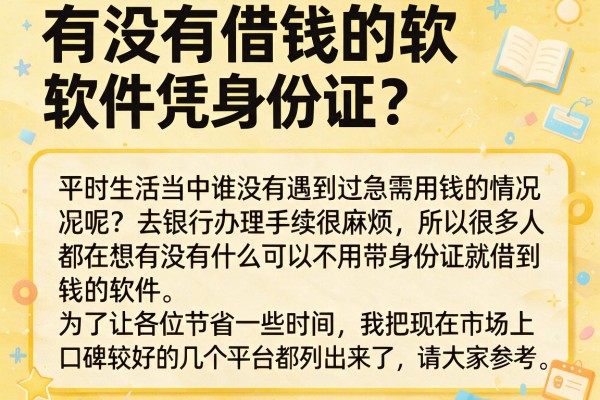 有没有借钱的软件凭身份证？实测这几个下款还算稳