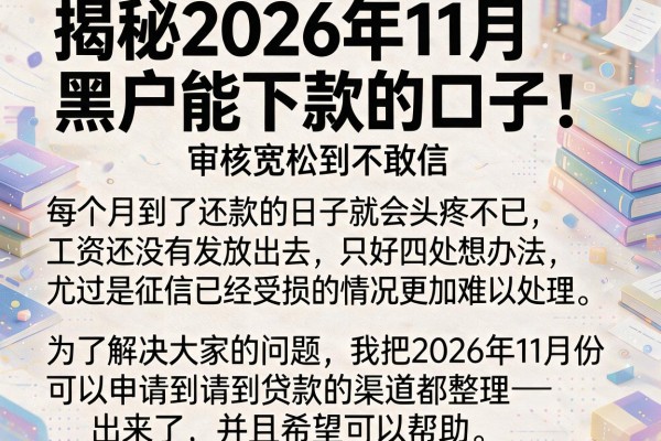 揭秘2026年11月黑户能下款的口子，审核宽松到不敢信