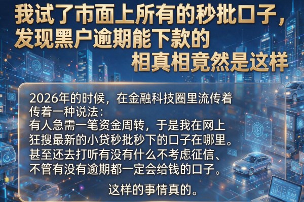 我试了市面上所有的秒批口子，发现黑户逾期能下款的真相竟然是这样