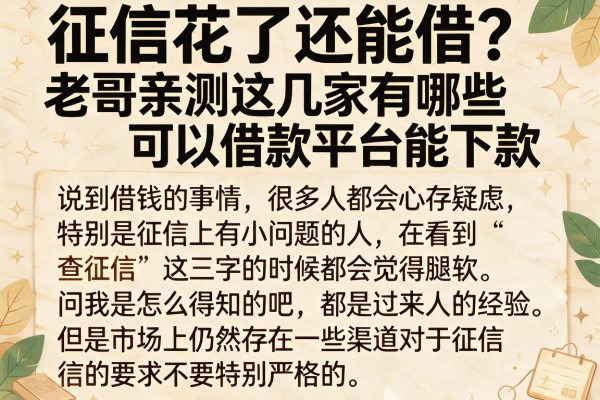 征信花了还能借？老哥亲测这几家有哪些可以借款平台能下款