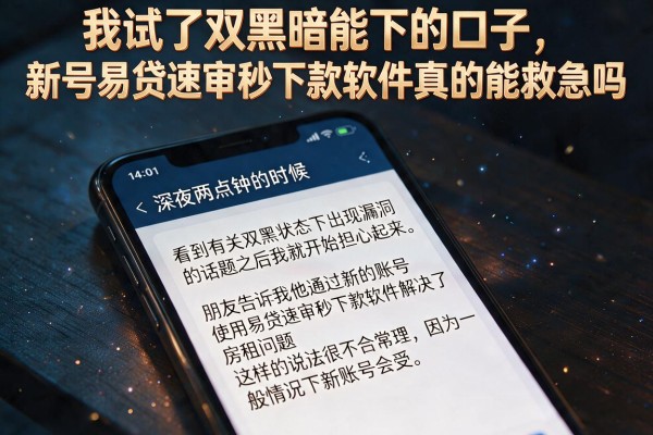 我试了双黑暗能下的口子，新号易贷速审秒下款软件真的能救急吗