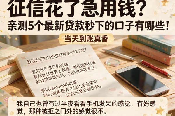 征信花了急用钱？亲测5个最新贷款秒下的口子有哪些，当天到账真香